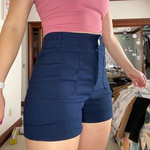 Blue high waisted shorts